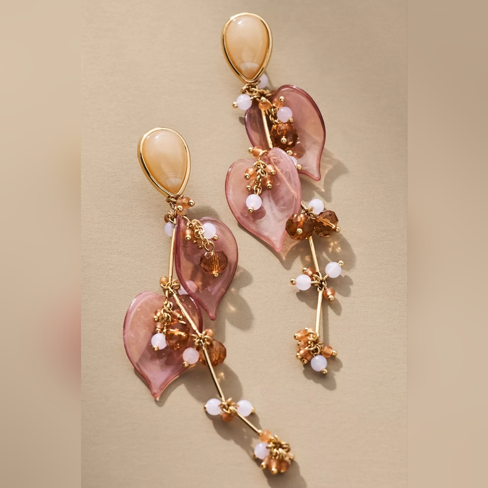 Anthropologie Flutter Floral Drop Earrings